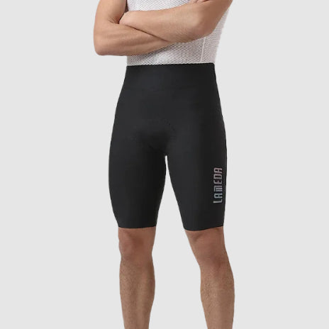 Black compression shorts with Lameda branding on a white background, featuring 3D stereo cushion details.