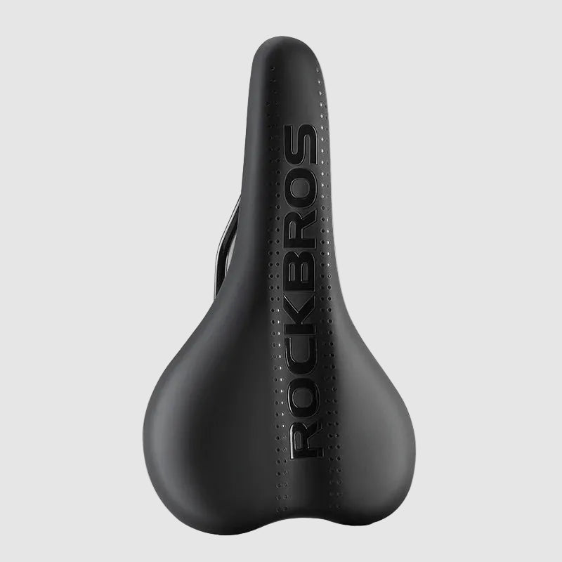 Black bicycle saddle with 'ROCKBROS' branding on a white background