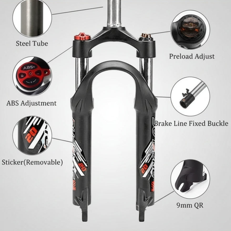 BUCKLOS 20-Inch Oil Spring Suspension Fork for Folding & BMX Bikes