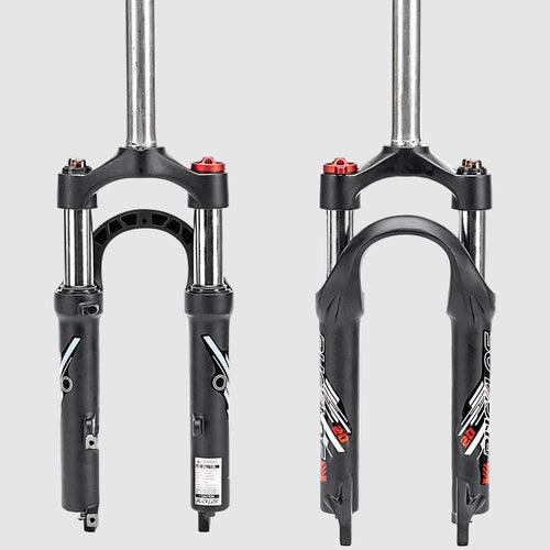 Two bicycle forks on a white background